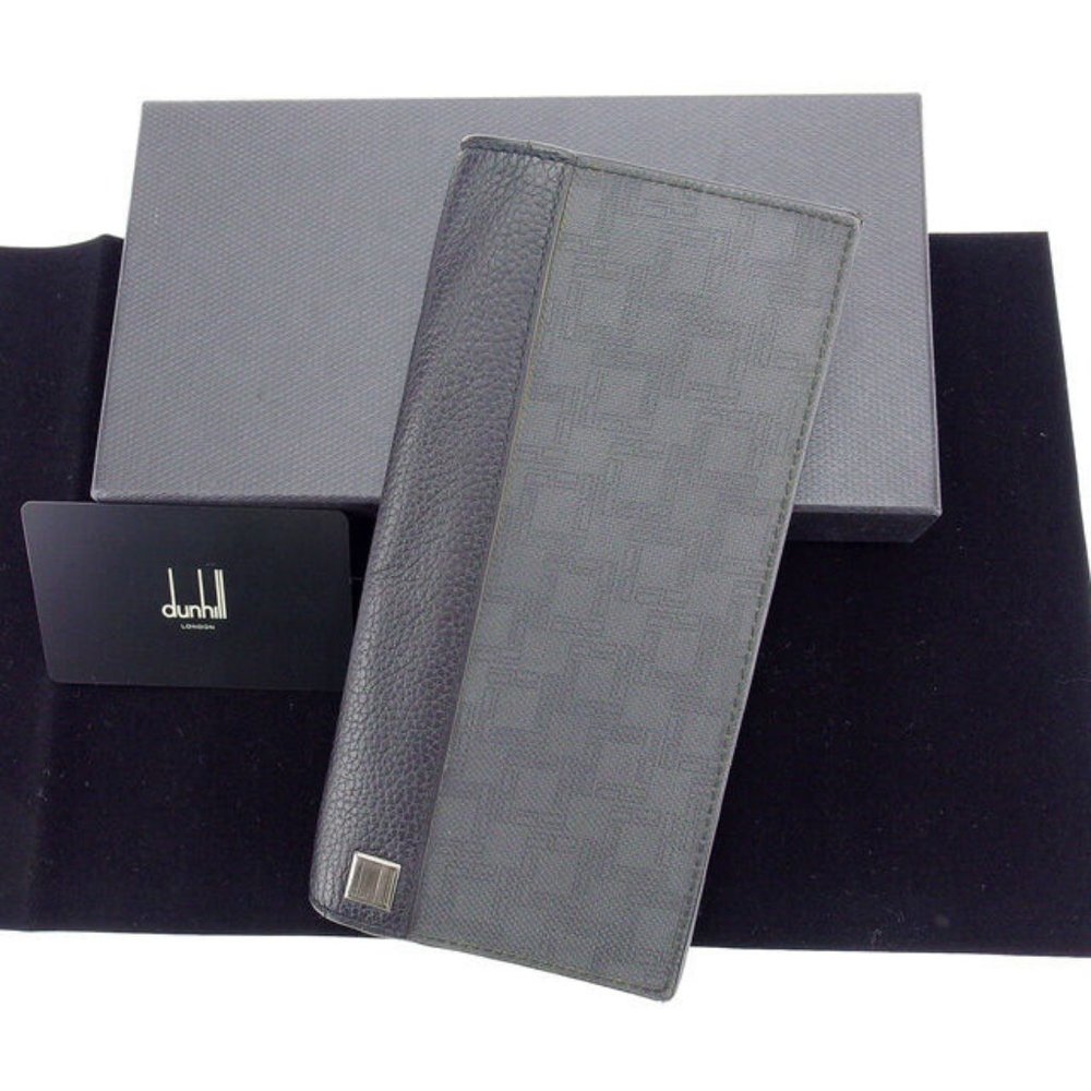 Authentic Dunhill Wallet Purse Long Wallet Grey Black Mens